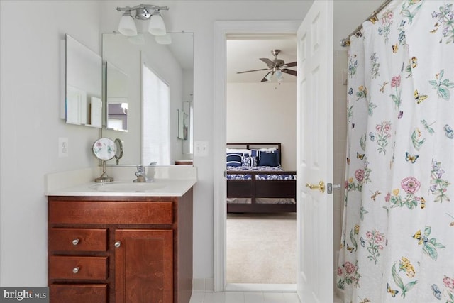 519 Cardinal Ln, Warrenton, VA 20186 - ensuite bathroom with vanity, a shower with curtain, and ceiling fan