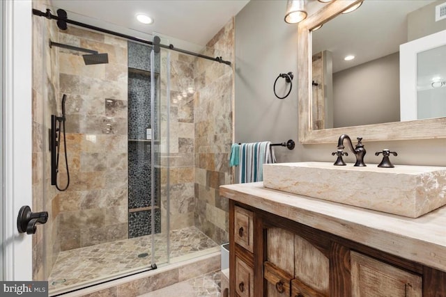 519 Cardinal Ln, Warrenton, VA 20186 - full bath with vanity, a shower stall, and recessed lighting