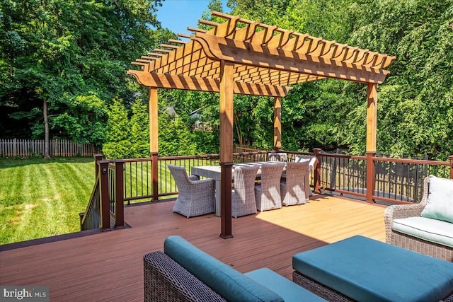 519 Cardinal Ln, Warrenton, VA 20186 - wooden deck featuring outdoor dining space and a pergola