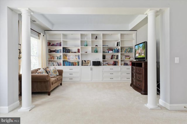 519 Cardinal Ln, Warrenton, VA 20186 - living area with light carpet and ornate columns