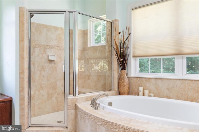 519 Cardinal Ln, Warrenton, VA 20186 - bathroom with a garden tub, plenty of natural light, and a stall shower