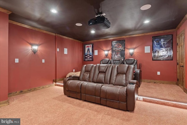 519 Cardinal Ln, Warrenton, VA 20186 - cinema room with carpet flooring, ornamental molding, and recessed lighting