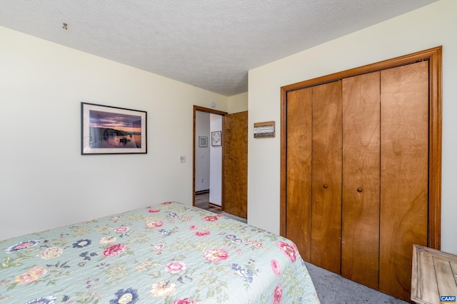 609 Jefferson Dr, Palmyra, VA 22963 - bedroom featuring a closet, a textured ceiling, and carpet floors