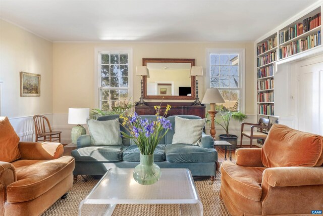 190 Perkins Rd, Kents Store, VA 23084 - sitting room with ornamental molding, wood finished floors, and built in features