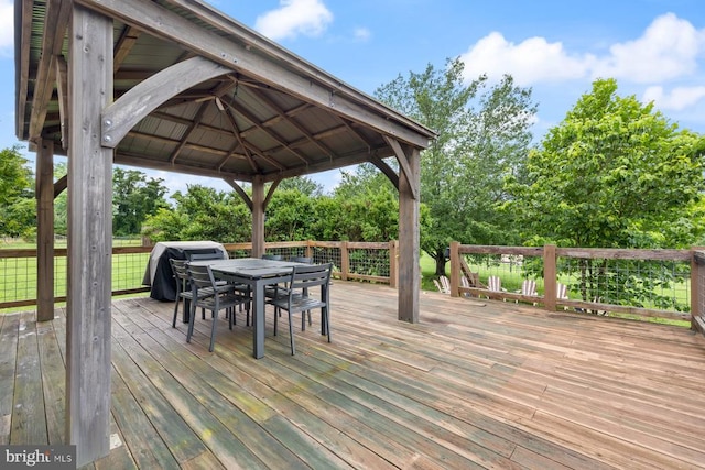 13001 Country View Ln, Amissville, VA 20106 - deck with outdoor dining area, a gazebo, grilling area, and view of scattered trees