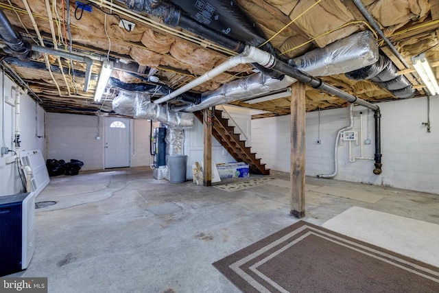 220 Mechanic St, Luray, VA 22835 - basement featuring stairway and water heater