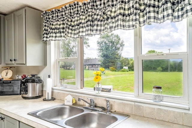3930 Williams Ln, Elkton, VA 22827 - kitchen featuring gray cabinetry and light countertops