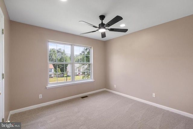 7306 Pullen Dr, Fredericksburg, VA 22407 - carpeted spare room featuring baseboards, a ceiling fan, and recessed lighting