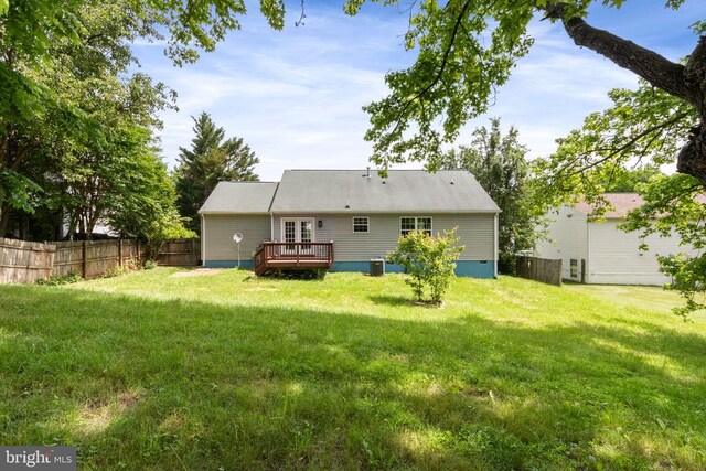 7306 Pullen Dr, Fredericksburg, VA 22407 - back of house with a deck, cooling unit, and french doors