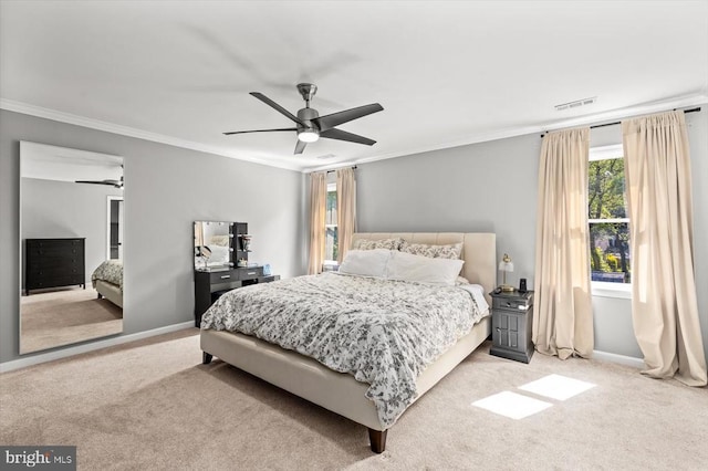 11814 Arbor Glen Dr, Fredericksburg, VA 22407 - carpeted bedroom with ornamental molding, baseboards, and a ceiling fan