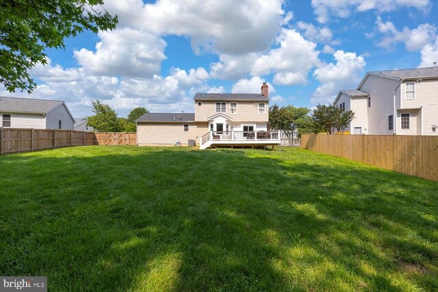 11814 Arbor Glen Dr, Fredericksburg, VA 22407 - rear view of property featuring a wooden deck and a chimney