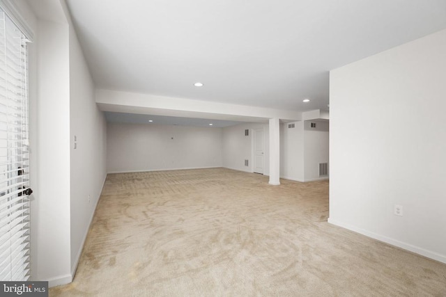 6056 Greenspring Rd, Fredericksburg, VA 22407 - below grade area featuring light colored carpet, recessed lighting, and baseboards
