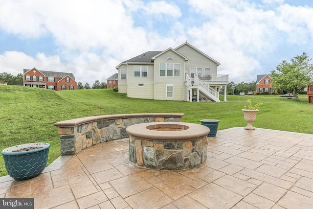 6056 Greenspring Rd, Fredericksburg, VA 22407 - view of patio featuring an outdoor fire pit, stairway, and a wooden deck