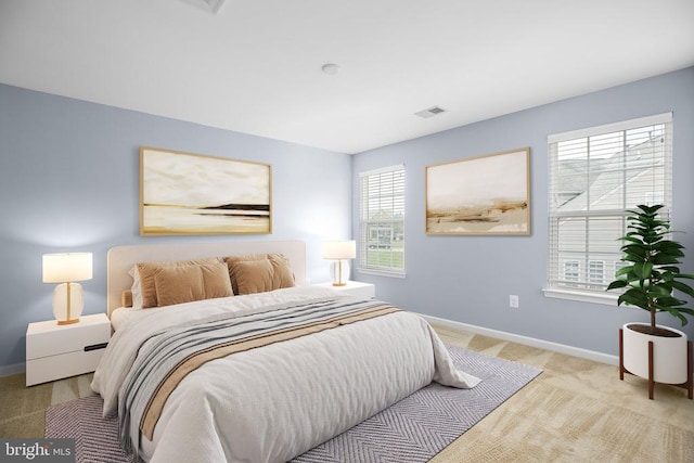 6056 Greenspring Rd, Fredericksburg, VA 22407 - bedroom featuring multiple windows, light carpet, and baseboards