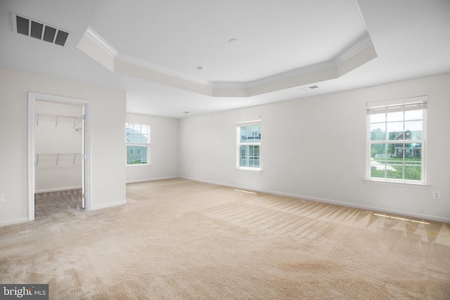 6056 Greenspring Rd, Fredericksburg, VA 22407 - spare room with crown molding, a raised ceiling, light colored carpet, and baseboards