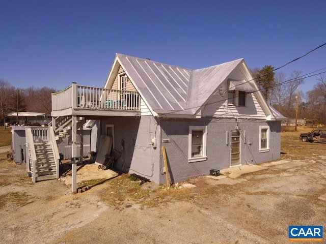 4823 Patrick Henry Hwy, Piney River, VA 22964 - exterior space with stairs, a wooden deck, and metal roof