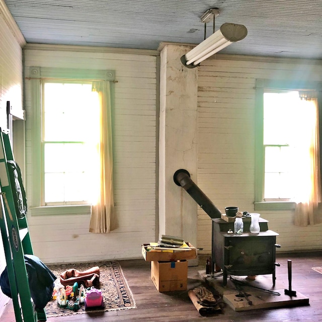 9264 Schuyler Rd, Schuyler, VA 22969 - exercise room featuring plenty of natural light, wood finished floors, and wooden walls