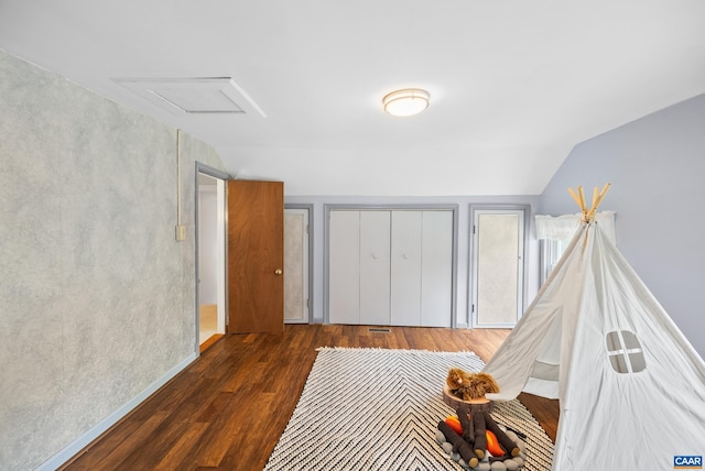 687 Gidsville Rd, Amherst, VA 24521 - bedroom with wood finished floors, lofted ceiling, and a closet