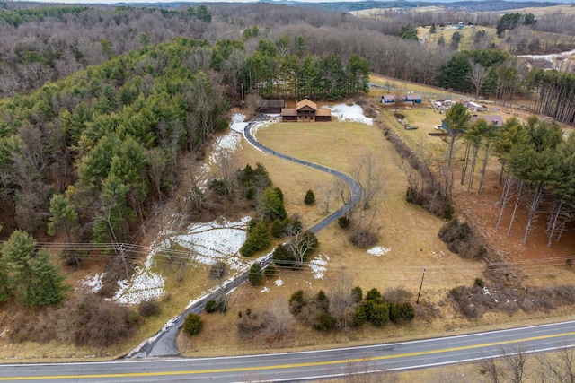 aerial view with a rural view