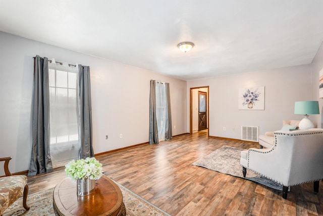 living room with wood-type flooring