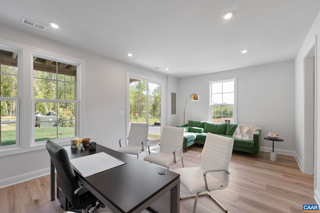 43 Farrow Cir, Charlottesville, VA 22901 - dining space with light wood finished floors, baseboards, recessed lighting, and a desk