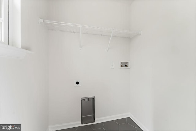 5903 Stubbs Bridge Rd, Mineral, VA 23117 - laundry room with hookup for a washing machine, electric dryer hookup, baseboards, and dark tile patterned floors