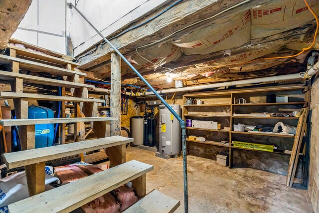 887 Natural Chimneys Rd, Mount Solon, VA 22843 - unfinished basement featuring electric water heater and a water softener
