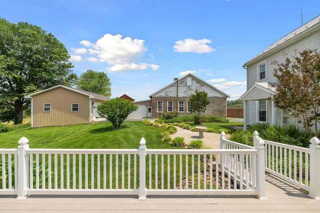 887 Natural Chimneys Rd, Mount Solon, VA 22843 - wooden terrace featuring a yard