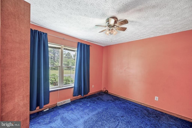 3716 Martin Kings Rd, Charlottesville, VA 22902 - empty room featuring a ceiling fan, carpet flooring, and a textured ceiling