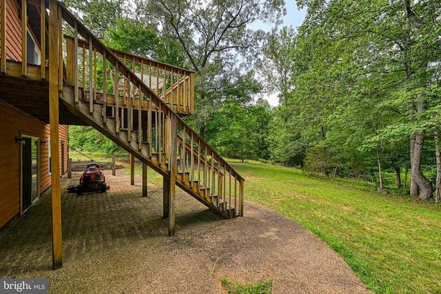 3716 Martin Kings Rd, Charlottesville, VA 22902 - view of grassy yard featuring stairs and a wooden deck