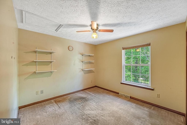 3716 Martin Kings Rd, Charlottesville, VA 22902 - carpeted empty room with attic access, a textured ceiling, and ceiling fan
