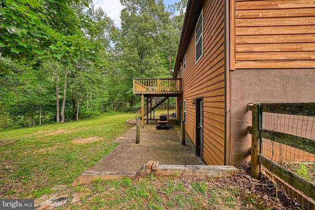 3716 Martin Kings Rd, Charlottesville, VA 22902 - view of green lawn featuring stairway and a wooden deck