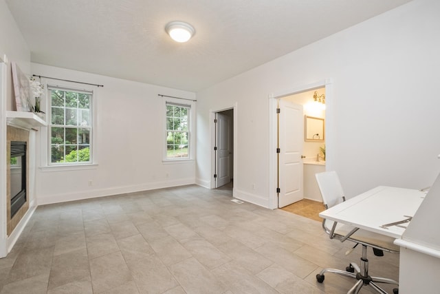 109 Leavel Ct, Bridgewater, VA 22812 - office featuring a tile fireplace and baseboards