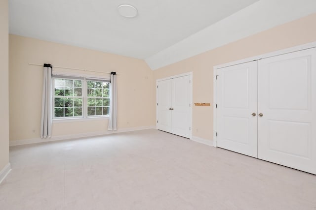 109 Leavel Ct, Bridgewater, VA 22812 - unfurnished bedroom featuring light colored carpet, vaulted ceiling, and baseboards