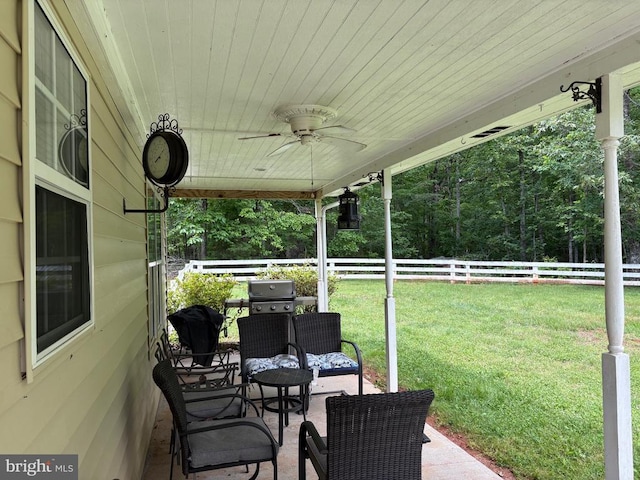 319 Fox Hunters Ln, Madison, VA 22727 - view of patio featuring a ceiling fan and grilling area