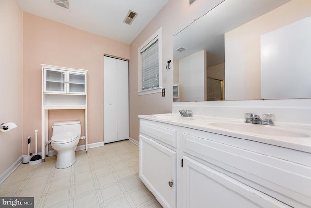 319 Fox Hunters Ln, Madison, VA 22727 - full bathroom with tile patterned floors, toilet, baseboards, and a shower with door