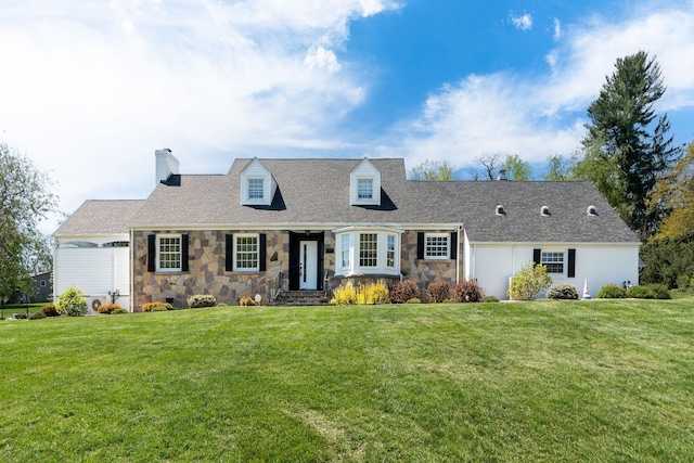 1204 Westmoreland Dr, Staunton, VA 24401 - new england style home featuring stone siding, a chimney, and a front yard