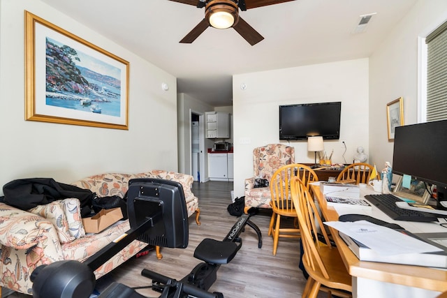 1204 Westmoreland Dr, Staunton, VA 24401 - living room featuring ceiling fan and wood finished floors