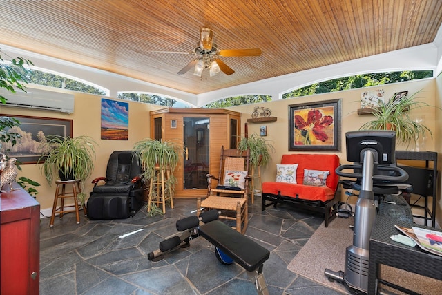 1204 Westmoreland Dr, Staunton, VA 24401 - view of patio / terrace featuring a wall unit AC and a ceiling fan