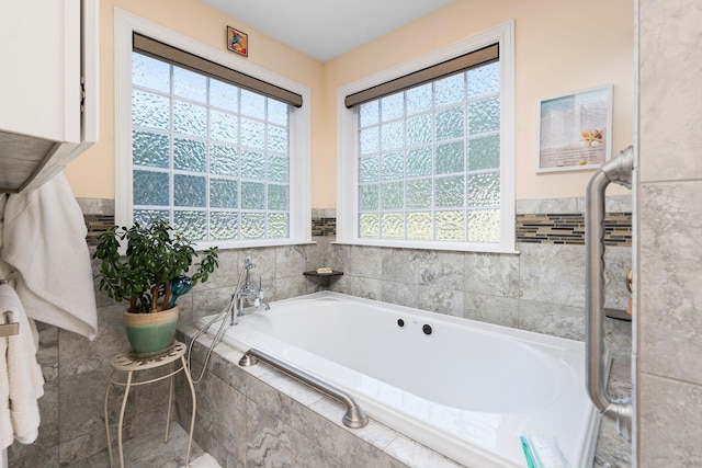 1204 Westmoreland Dr, Staunton, VA 24401 - full bathroom featuring a garden tub and a wainscoted wall