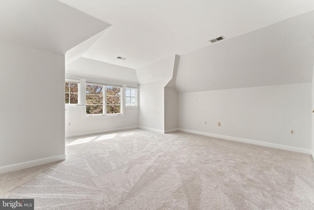 8300 Falcon Glen Rd, Warrenton, VA 20186 - additional living space featuring baseboards, visible vents, carpet floors, and vaulted ceiling