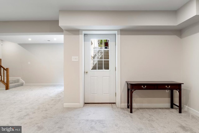 8300 Falcon Glen Rd, Warrenton, VA 20186 - interior space featuring stairway, baseboards, and carpet floors