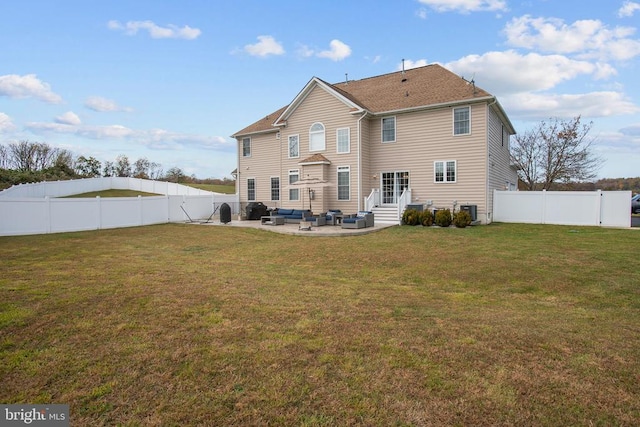 10314 Limestone Ave, Culpeper, VA 22701 - back of property with outdoor lounge area, a patio, and central AC