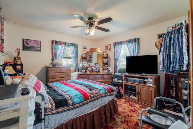 205 Lewis Ave, Elkton, VA 22827 - bedroom with multiple windows and a ceiling fan