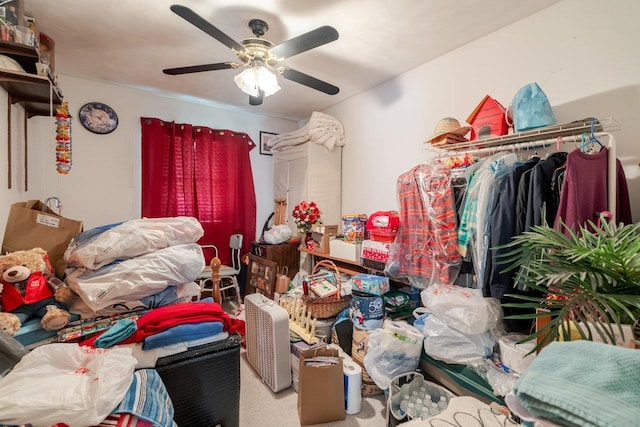205 Lewis Ave, Elkton, VA 22827 - bedroom with ceiling fan and carpet flooring