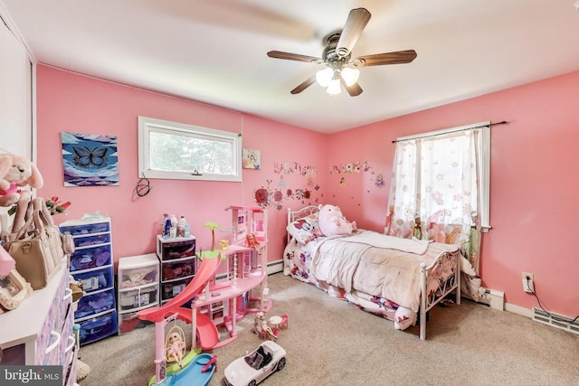 526 Azalea St, Culpeper, VA 22701 - carpeted bedroom with a ceiling fan and a baseboard radiator