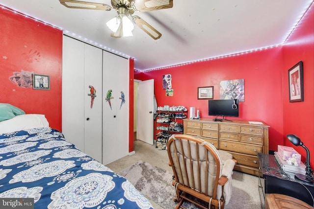 526 Azalea St, Culpeper, VA 22701 - bedroom with carpet flooring, a closet, and ceiling fan