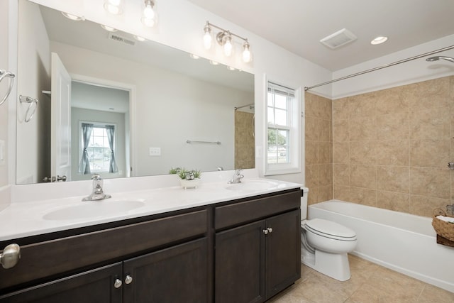 200 Overview St, Waynesboro, VA 22980 - bathroom with double vanity, tub / shower combination, and tile patterned floors