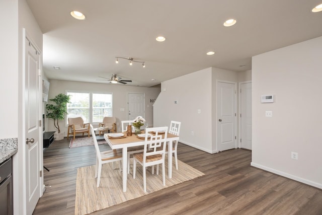 200 Overview St, Waynesboro, VA 22980 - dining area featuring recessed lighting, ceiling fan, and dark wood-type flooring