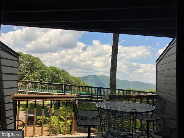 203 Timbers, Timbers, VA 22967 - wooden terrace with a mountain view and outdoor dining area